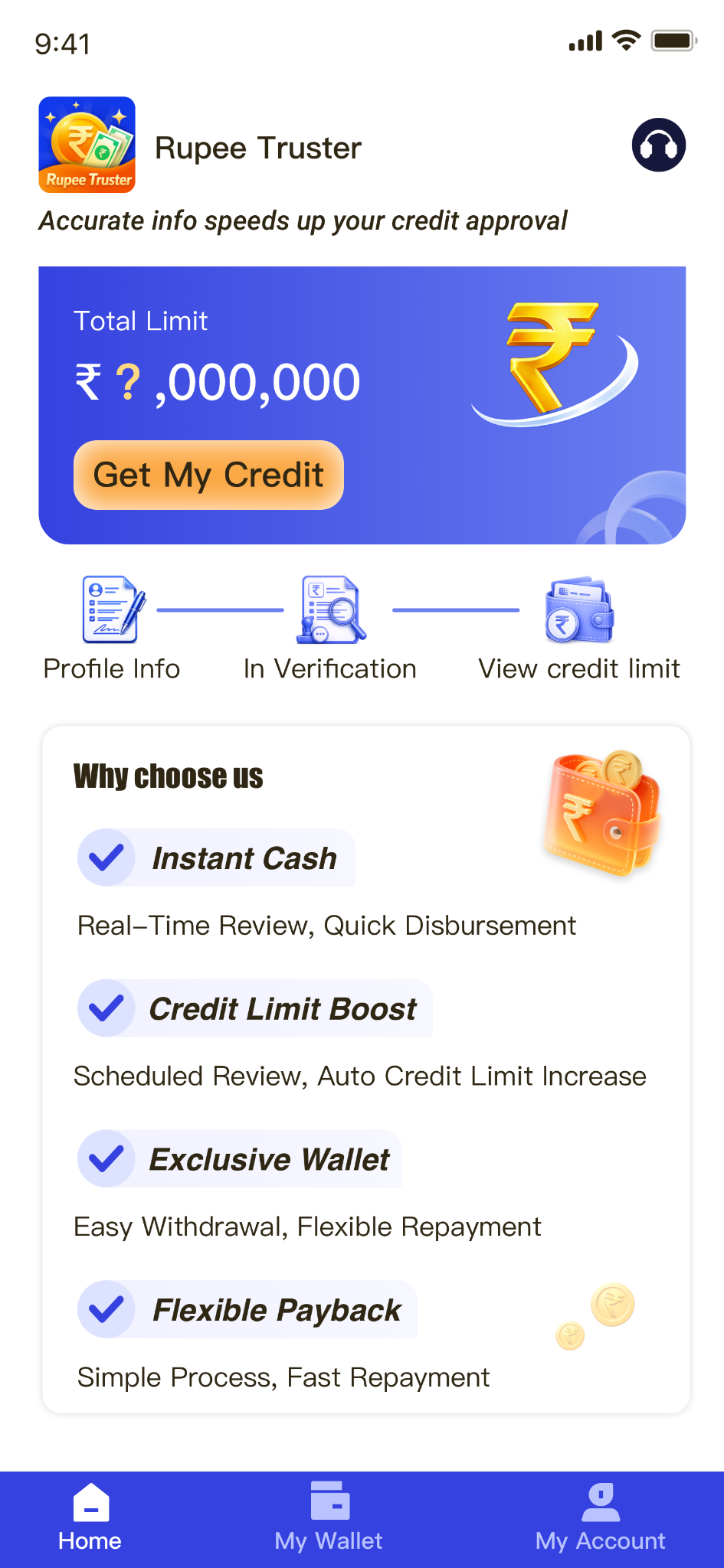 Rupee Truster home screen